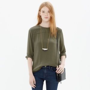 Madewell Silk Quilted Shoulder Blouse